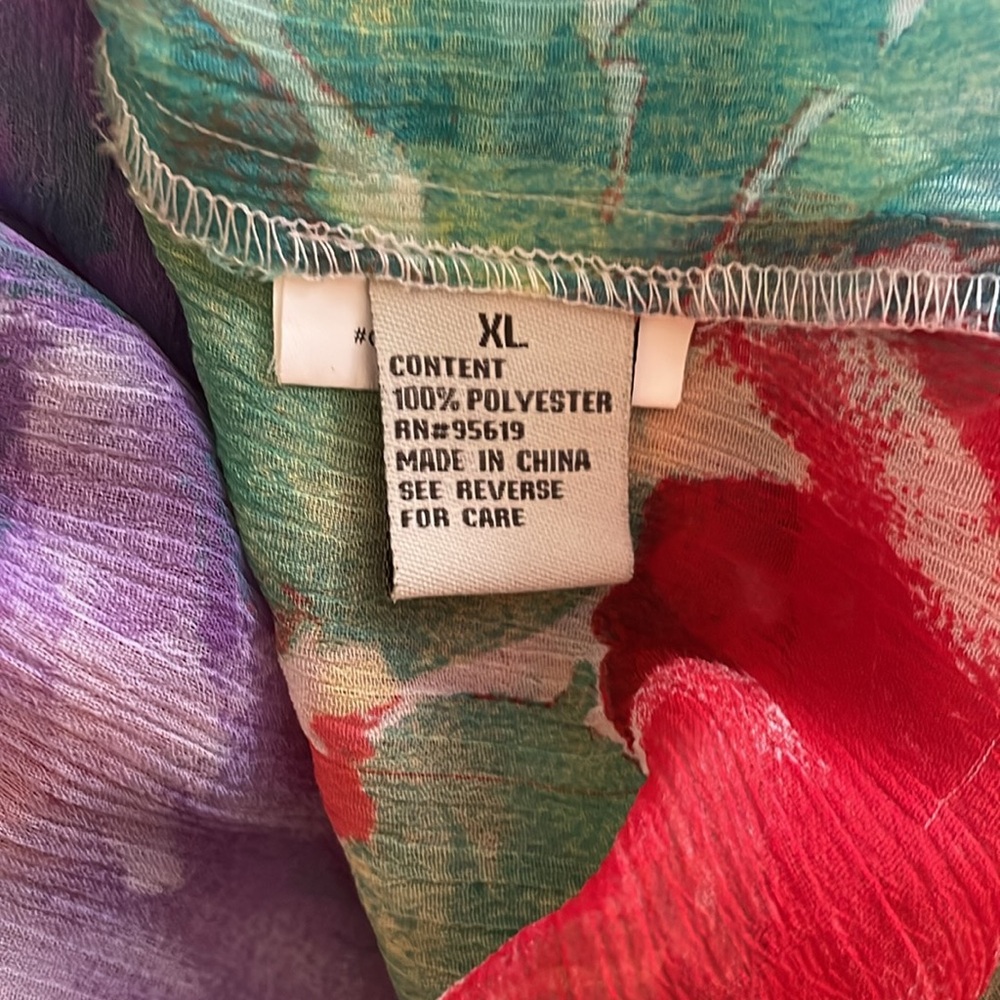 Multi Colored Sheer Sleeveless Button Front. Size… - image 6